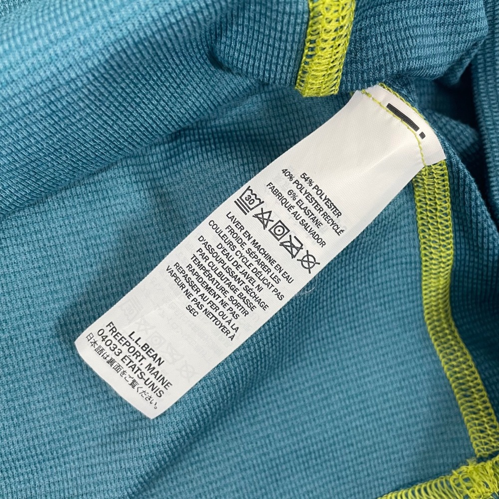 LL Bean Mens 1/4 Zip Base Layer Mens XXL Grid Fleece Teal Blue Colorblock 2XL - Picture 5 of 12